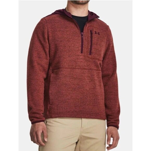 NEW! Under Armour Specialist Half Zip Hoodie Fleece Burgundy Red SZ 3XL - Picture 1 of 7